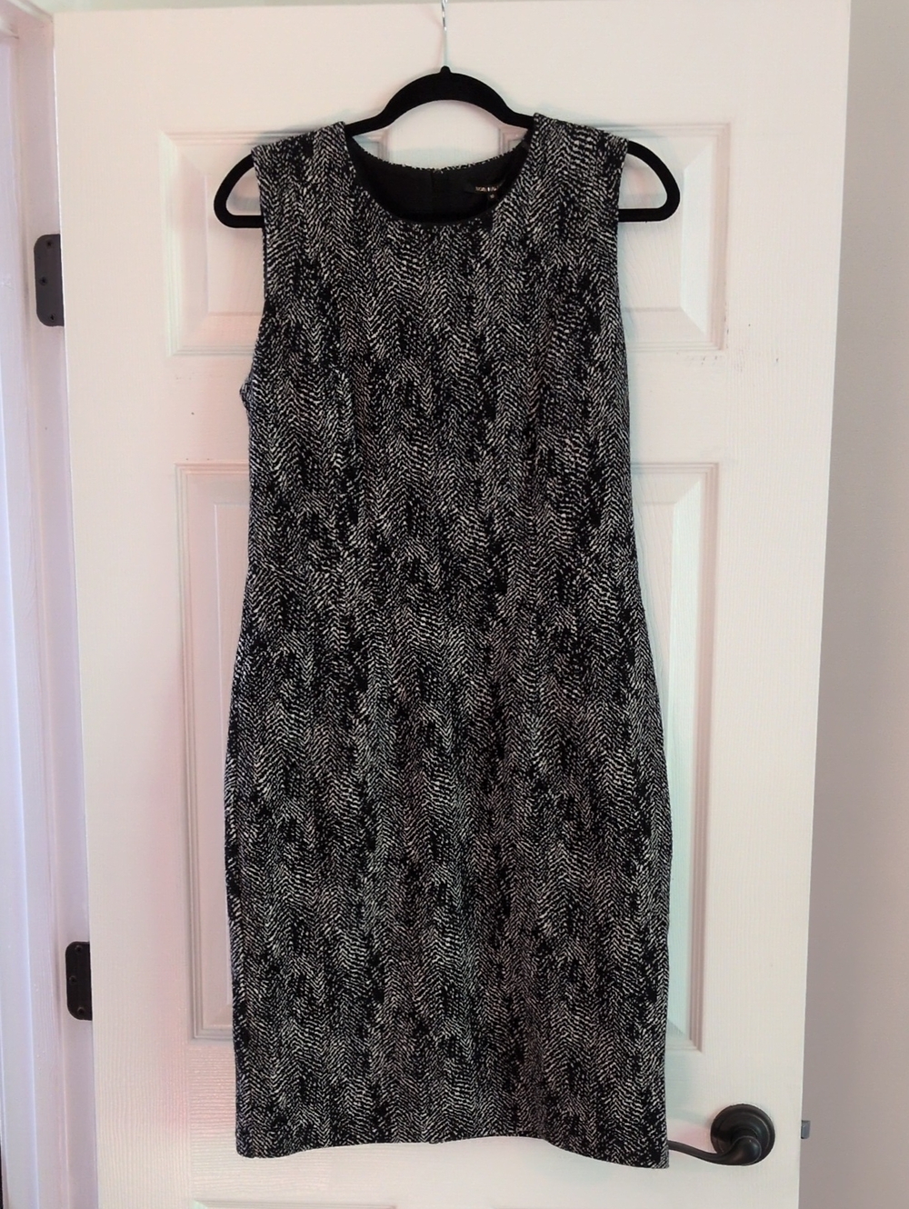 NWT Kobi Halperin Black and White Textured Sheath Midi Dress